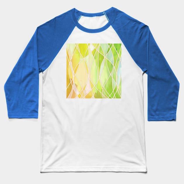 Lemon & Lime Love - abstract painting in yellow & green Baseball T-Shirt by micklyn